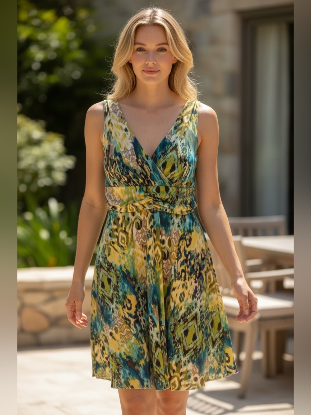 TRU ENVY MIDI DRESS EUC Beautiful, bright colors, Size 8